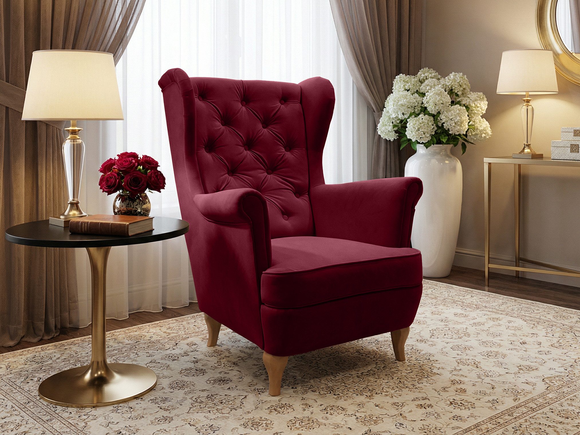 Beautysofa Ohrensessel Sessel FALCO Chesterfield Wohnzimmersessel Fernsehsessel