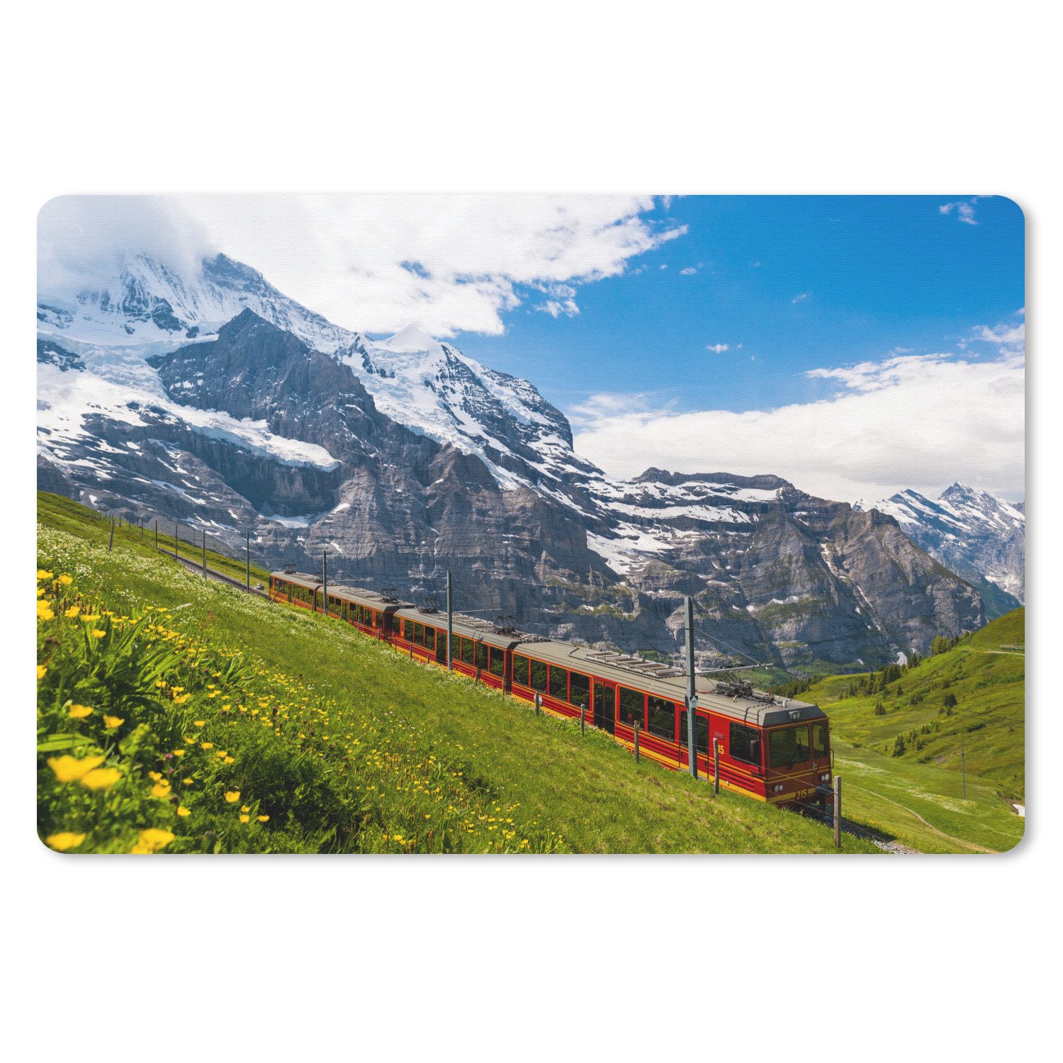 MuchoWow Mauspad Ein roter Zug in den Alpen (1-St), Büro für Tastatur und Maus, Mousepad Gaming, Desk Mat, 60x40 cm