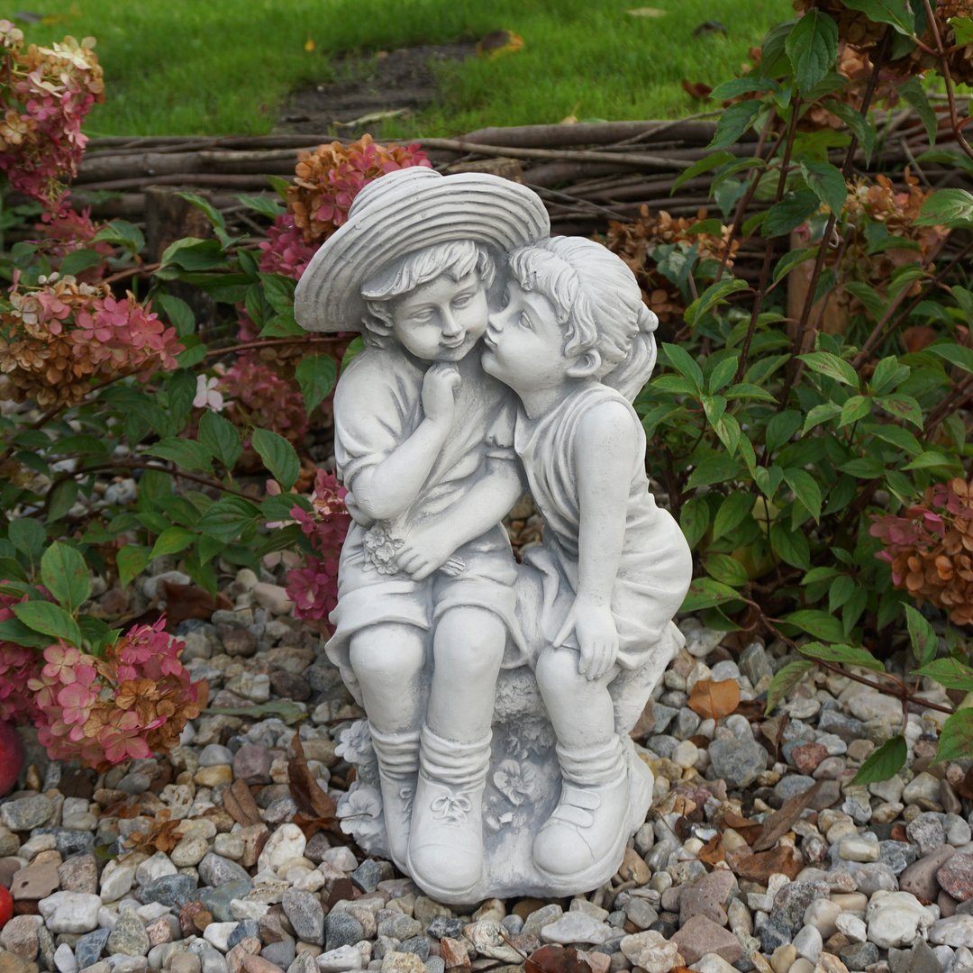 gartendekoparadies.de Gartenfigur Junge und Mädchen Figur, Steinfigur H. 43 cm, 15 kg, Frostsicher