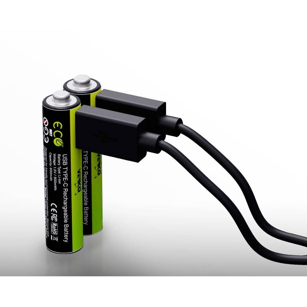 USB-C Akku Li-Ion Micro 900mWh 1.5V AAA-Akku Verico 600mAh