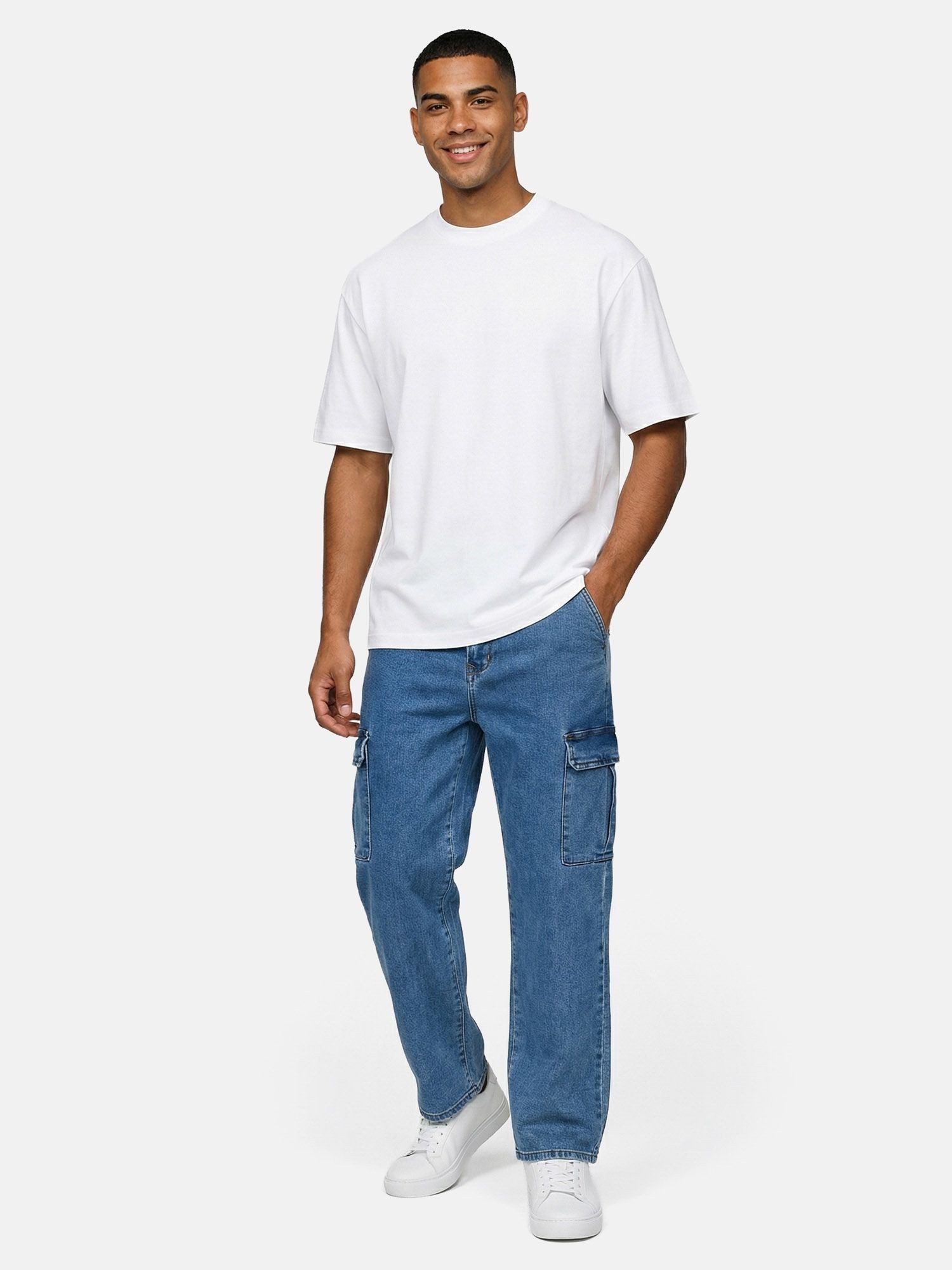 Tazzio Straight-Jeans A112 Regular Fit Cargo Denim Jeans Hose