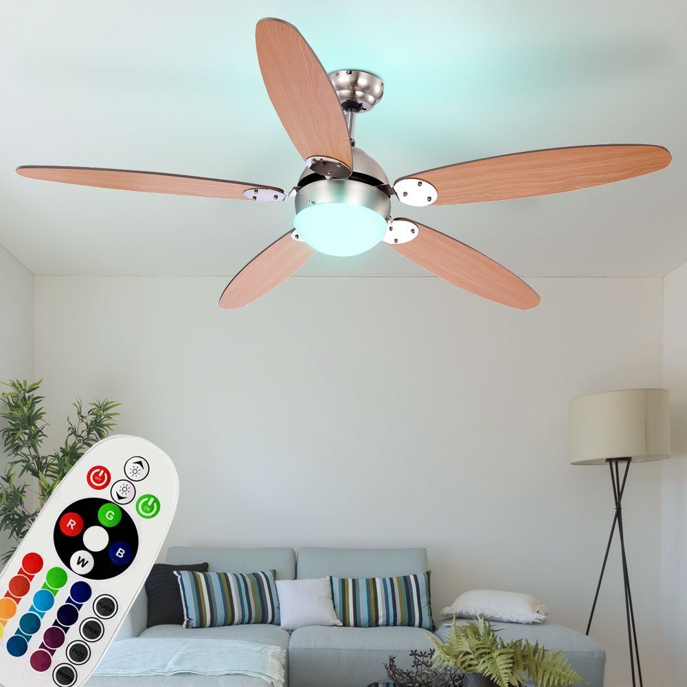 etc-shop Deckenventilator, Smart LED Decken Ventilator RGB Fernbedienung Leuchte dimmbar App