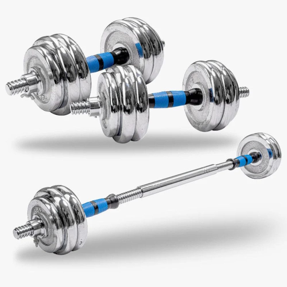 CLIMAQX Hantel-Set Climaqx Dumbbell- en Halterset - Hantelset verstellbar - 30 kg - Schwa
