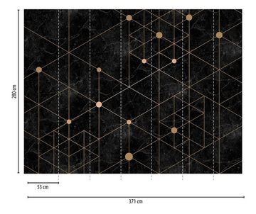 Newroom Vliestapete, [ 2,8 x 3,71 m ] großzügiges Motiv - kein wiederkehrendes Muster - nahtlos große Flächen möglich - Fototapete Wandbild Marmoroptik Geometrisch Linien Made in Germany