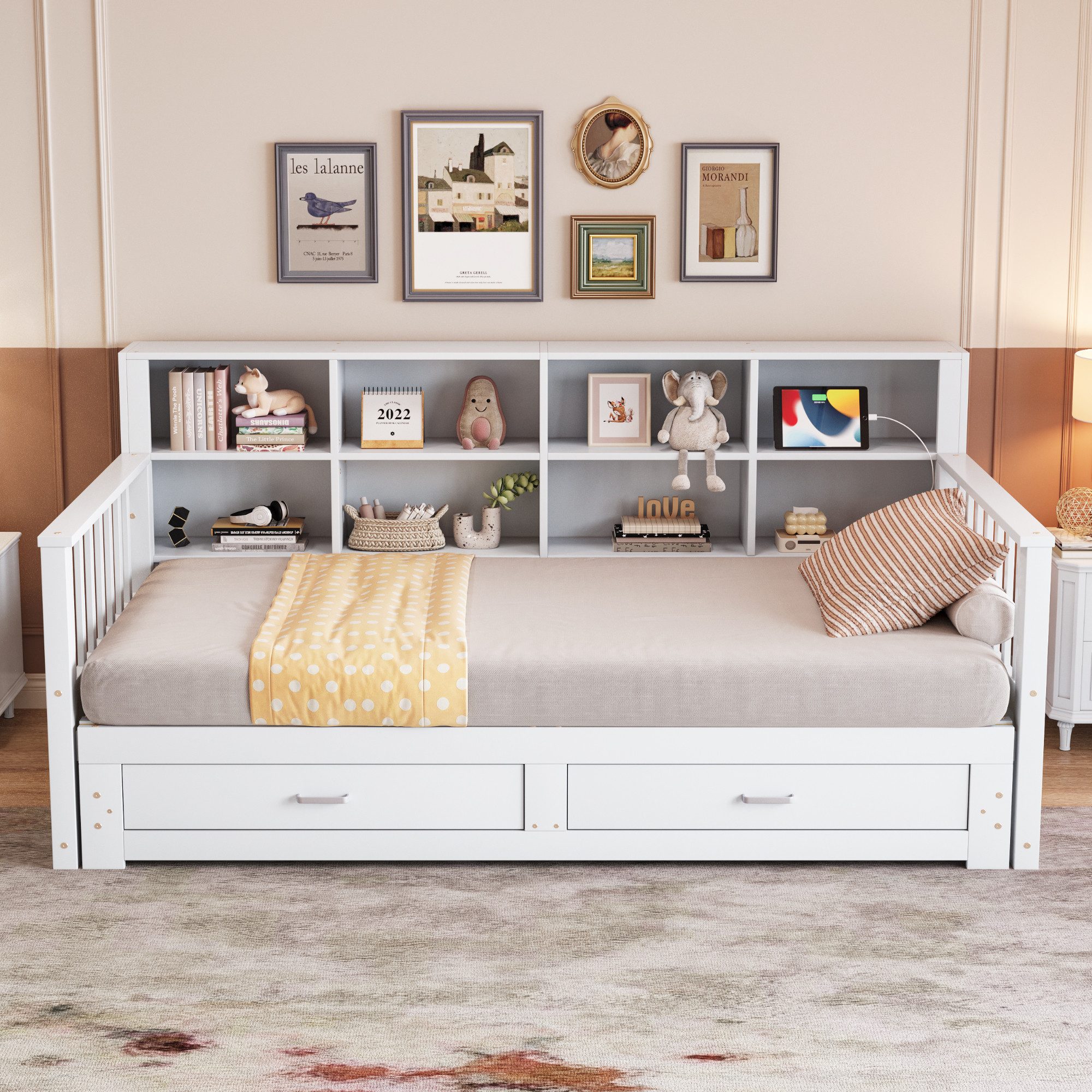 Merax Daybett 90/180x190cm mit USB-Ladeanschluss (Multifunktionales Staurau günstig online kaufen