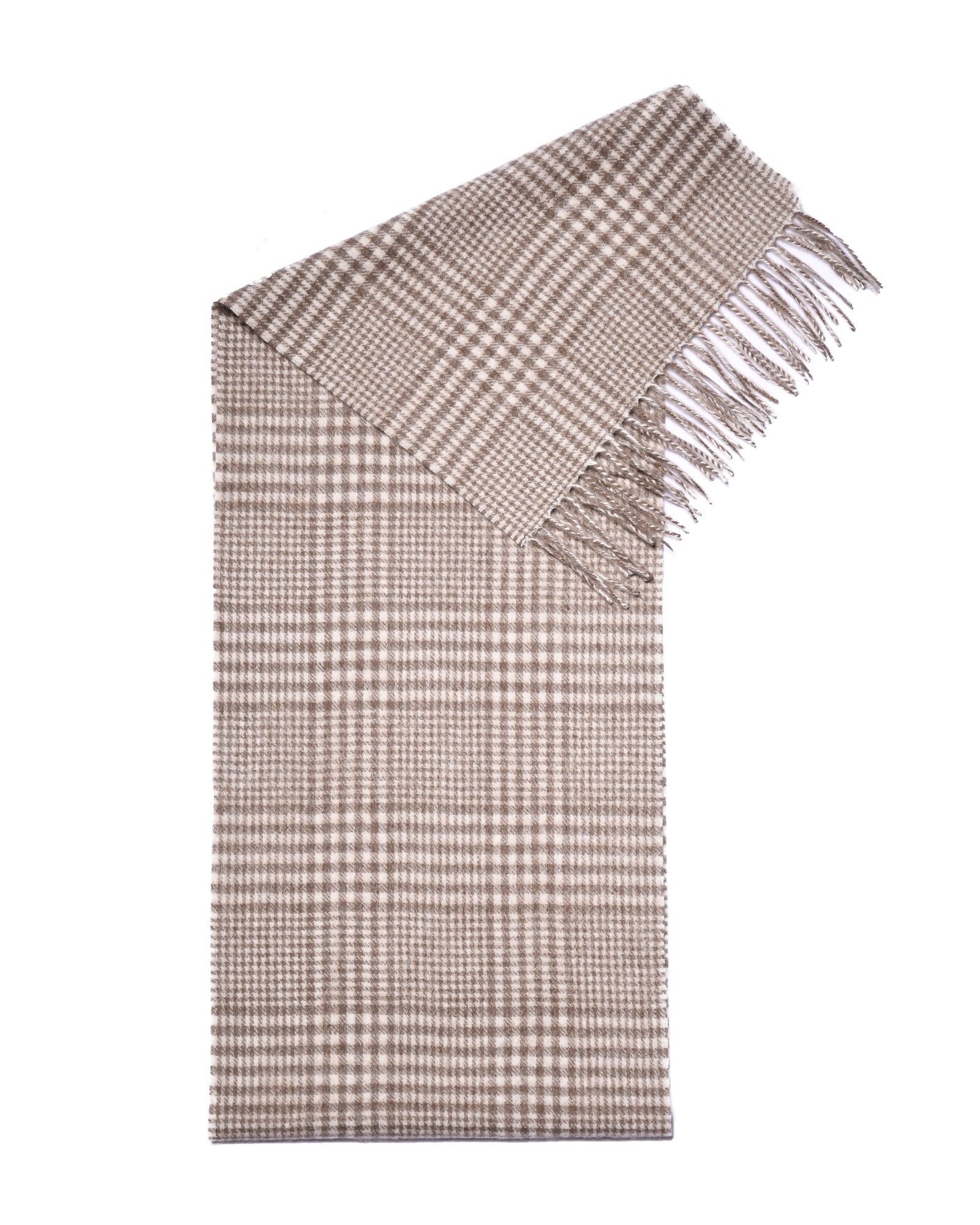 MayTree Kaschmirschal Unisex, 180 x 30cm, mit Fransen, klassischer Hahnentritt, (Stück, 1-St), 100% Kaschmir