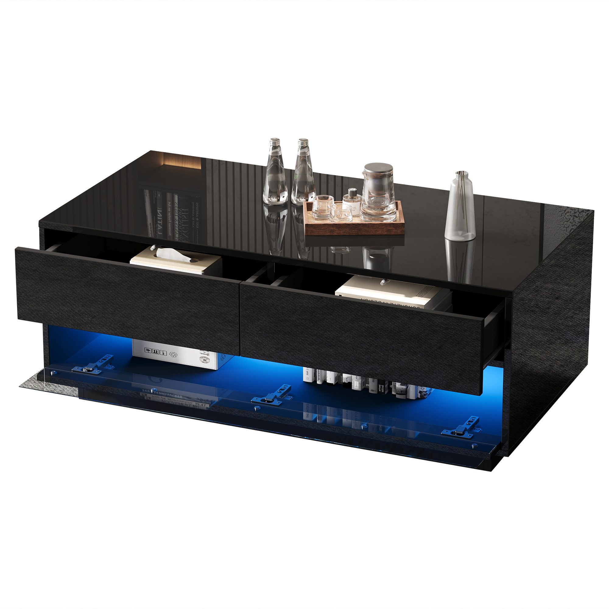 Merax Couchtisch hochglanz Sofatisch Beistelltisch mit LED-Beleuchtung (100 günstig online kaufen