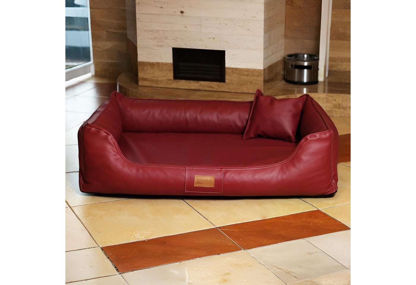 Thumbnail - tierlando® Tierbett Orthopädisches Hundebett MADDOX Kunstleder Hundesofa für Große Hunde, Abwischbar, Haar resistent, er...