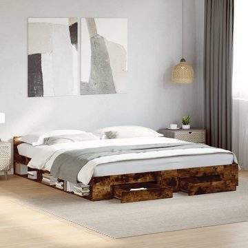 vidaXL Bett Bettgestell mit Schubladen Räuchereiche 200x200cm Holzwerkstoff