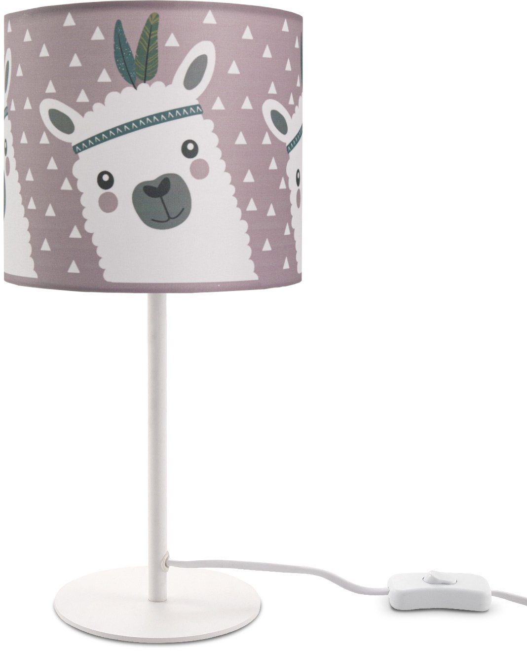 Paco Home Tischleuchte Ela 214, ohne Leuchtmittel, Kinderlampe LED  Kinderzimmer Lampe Mit Lama-Motiv, Tischleuchte E14