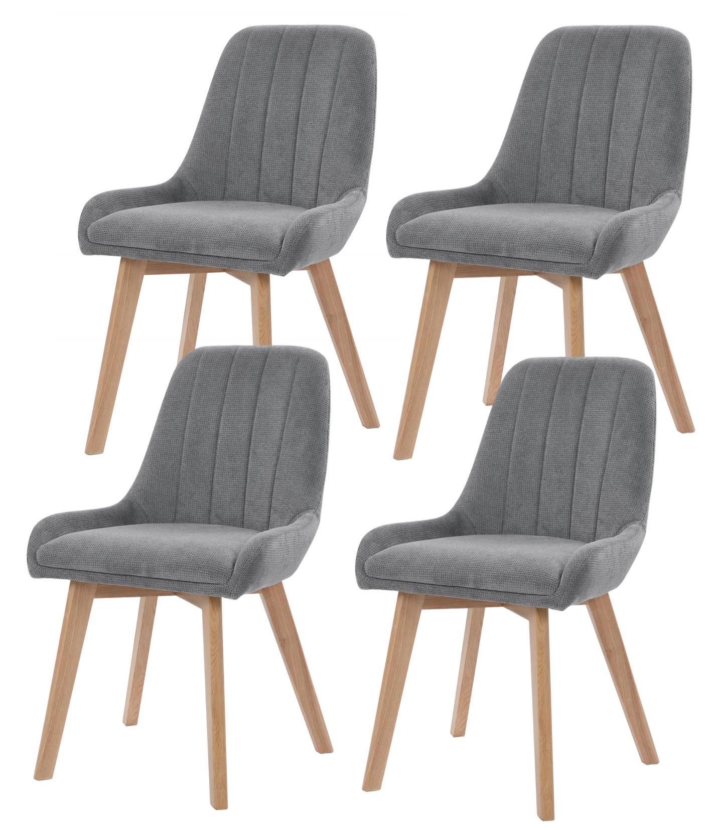 YOZI Esszimmerstuhl Polsterstuhl Esszimmerstuhl mit Massivholzbeinen Grau Leinen 95 mm (4 St), 2er Set, 4er Set, 6er Set
