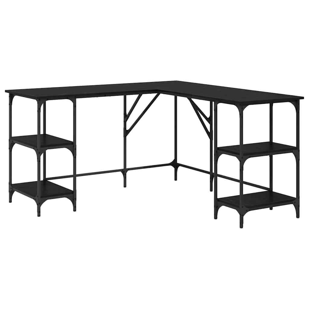 vidaXL Schreibtisch Schreibtisch Schwarz Eichen-Optik Holzwerkstoff (1-St)