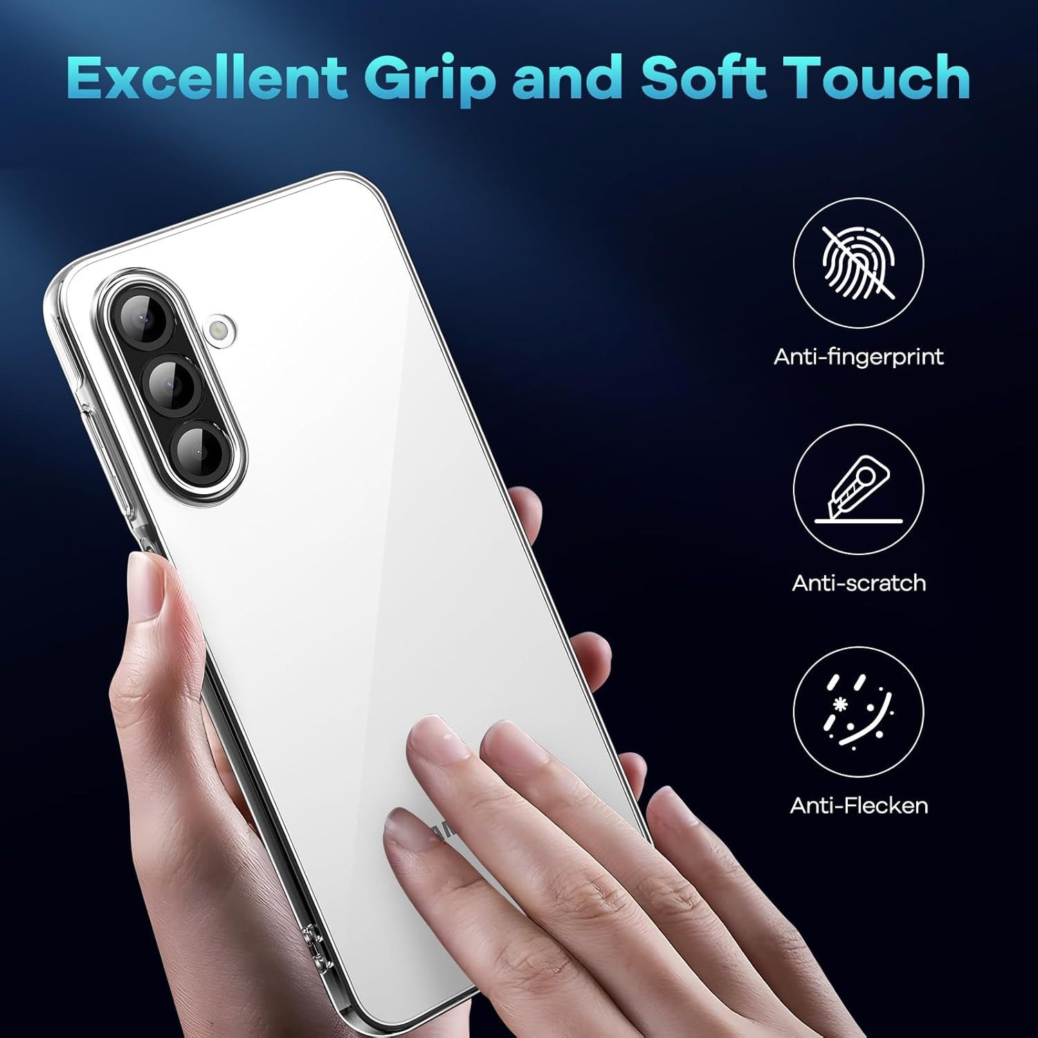 CLM-Tech Handyhülle Transparent für Samsung Galaxy A17 / A18 4G / 5G 6,7 Zoll, TPU Gummi, Kratzfest, stoßsicher, schmutzabweisend – Bild 4 von 5