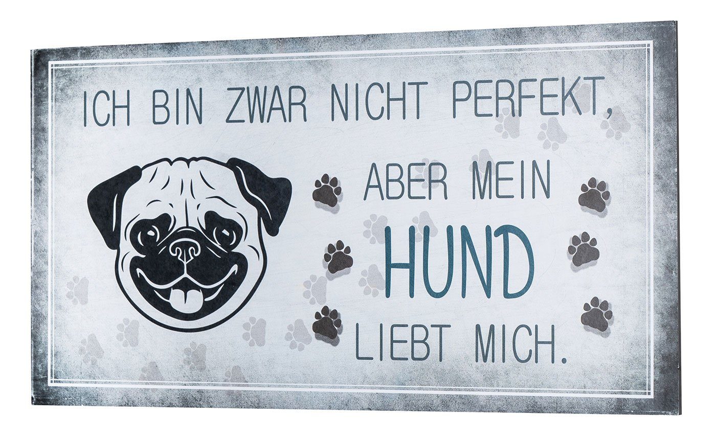 Levandeo® Wandbild, Wandbild 40x20cm Hund Spruch günstig online kaufen
