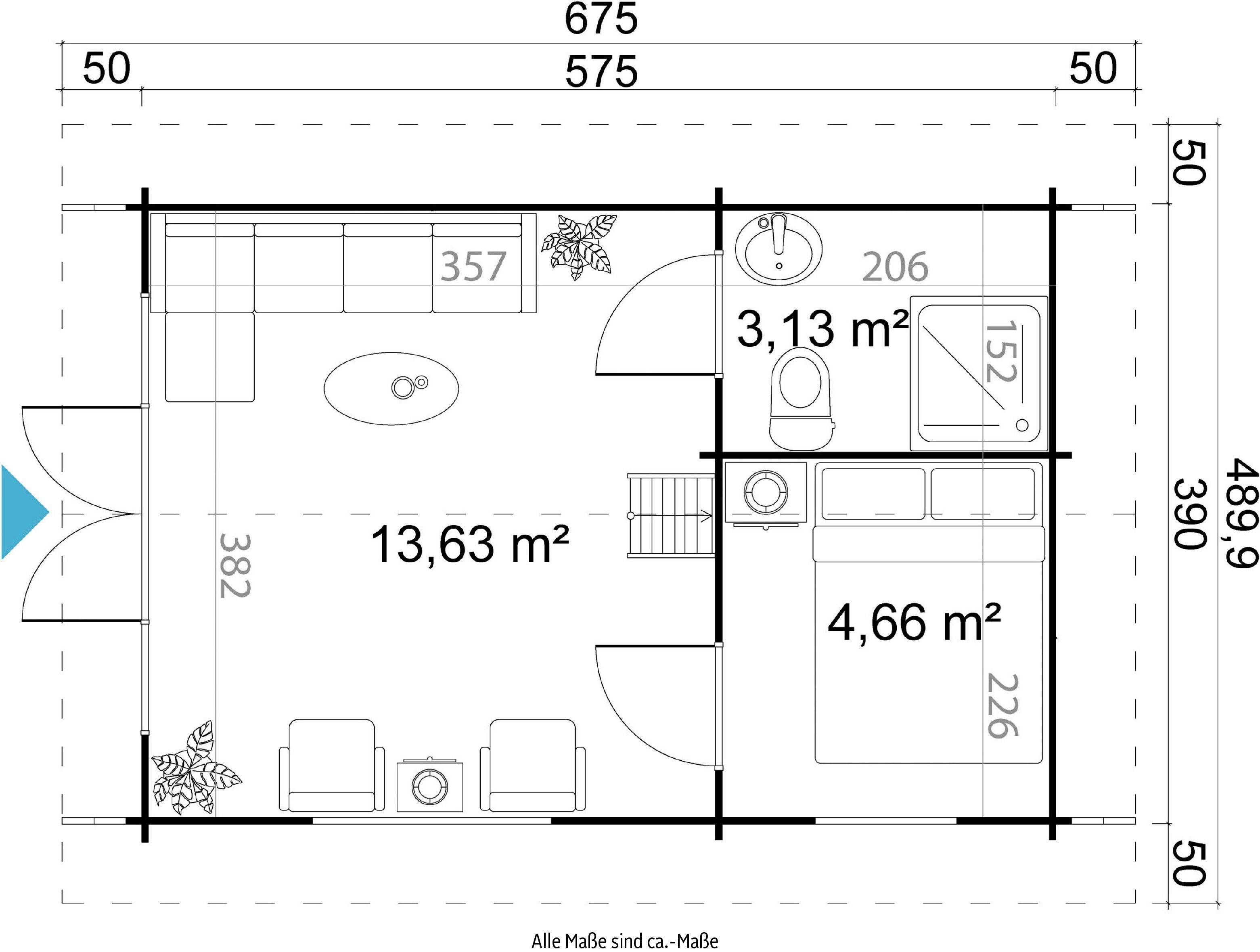 CAROLINE, 675x490 Gartenhaus (Set, inkl. cm, Fußbodenbretter zum MAJA Verlegen) schwedenrot LASITA BxT: