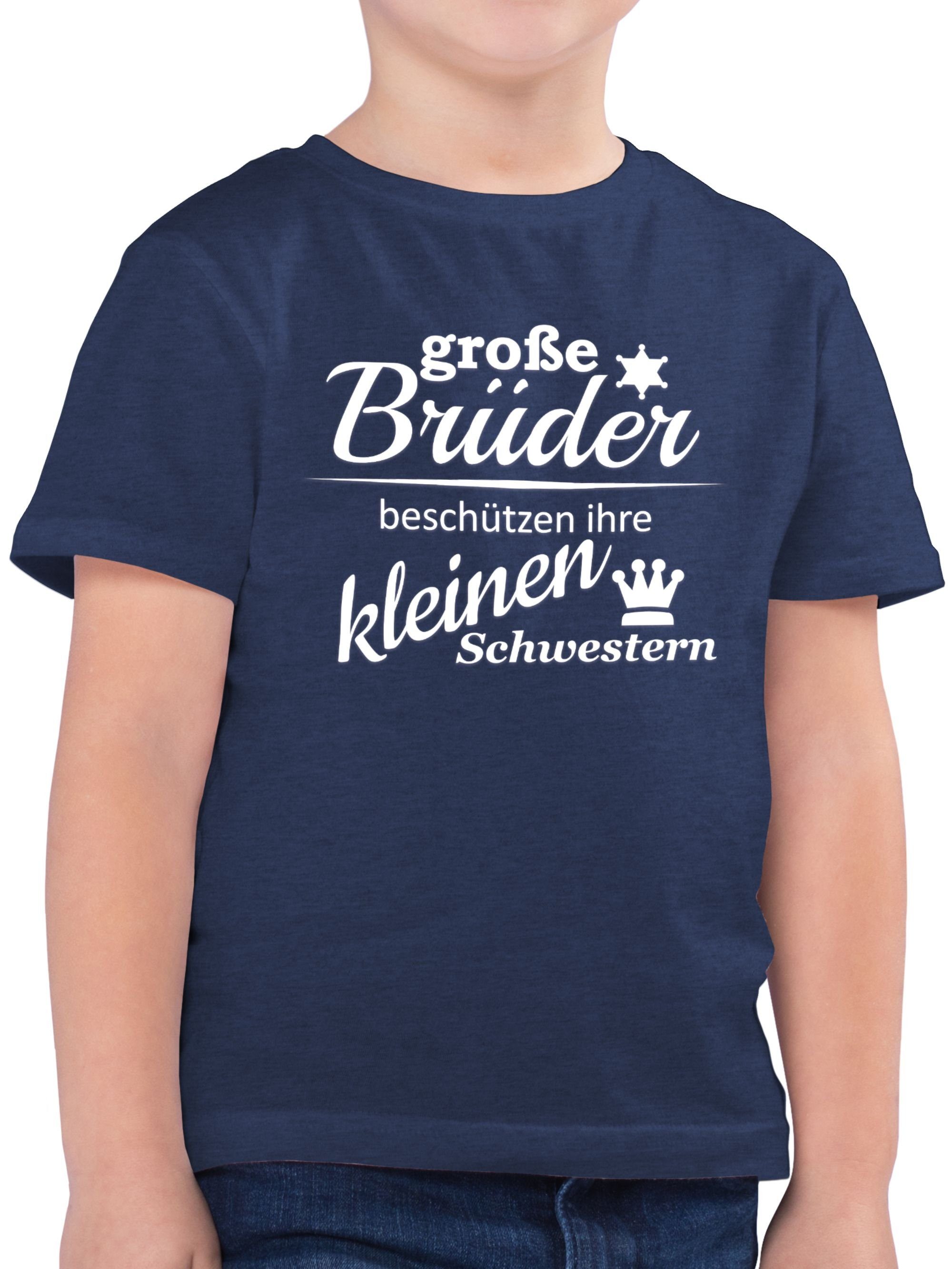 Shirtracer 3 Brüder Große Geschwister Schwester und T-Shirt Dunkelblau Bruder Meliert