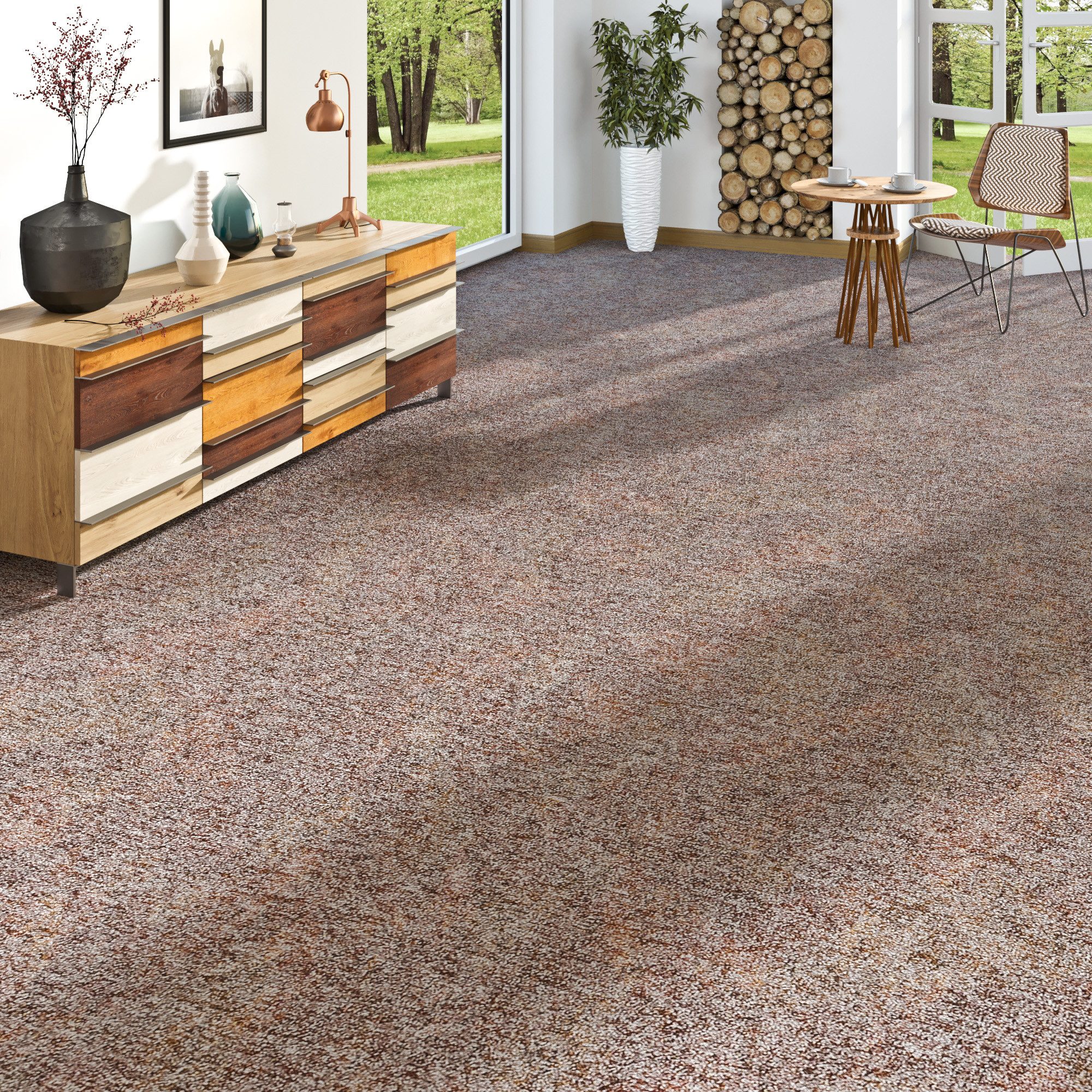 OTTO home Teppichboden Caio, Schlinge, Gesamthöhe 8 mm, rechteckig, meliert, Breite 400 cm, strapazierfähig, Wohnzimmer, Schlafzimmer