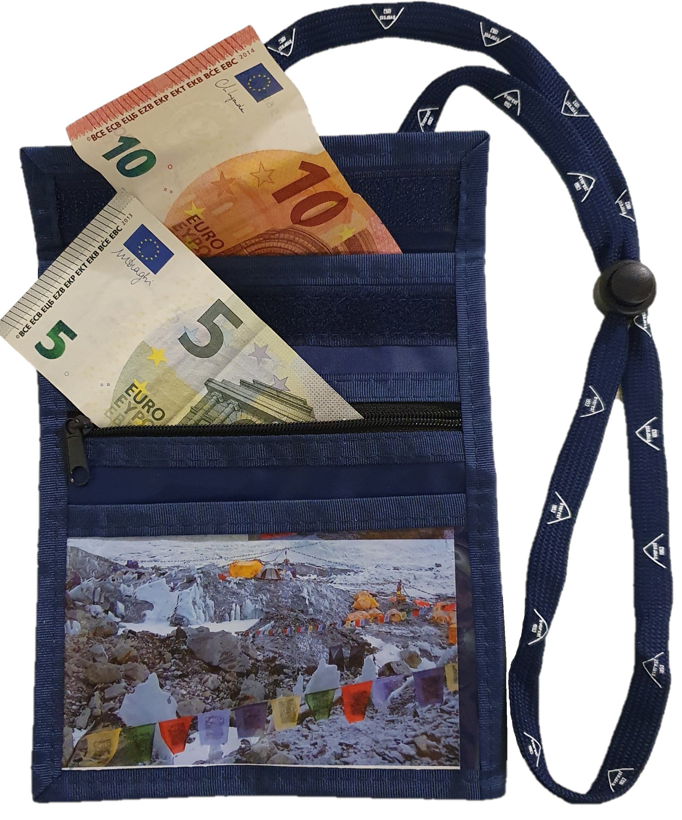 everest 1953 Brustbeutel sunwallet mit Sichtfenster Reisegeldbeutel Set (1 x blau und 1 x schwarz)