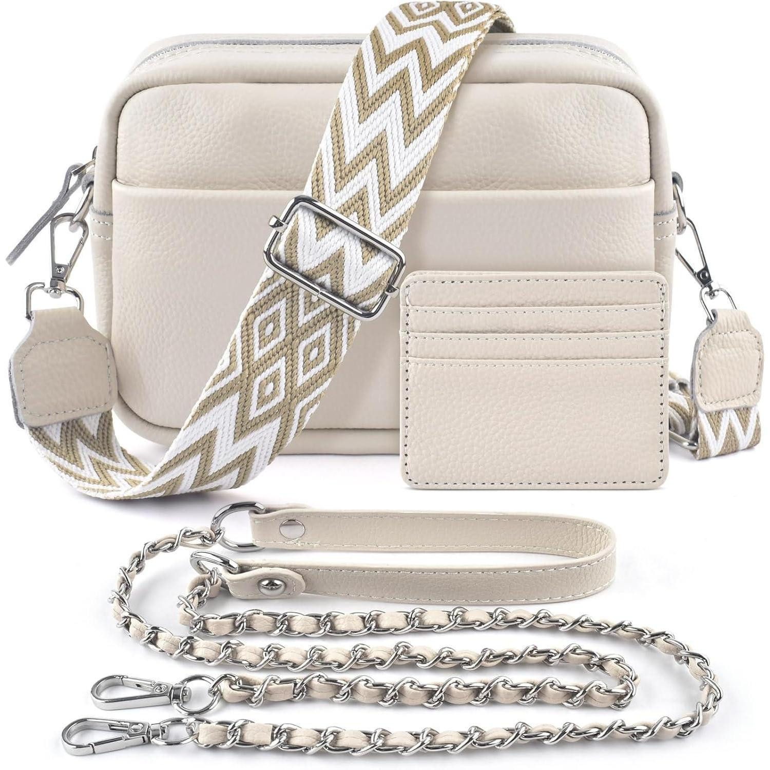 LuxusKollektion Umhängetasche Handy Umhängetasche Echtes Leder Crossbody Bag mit 2 Schultergurt