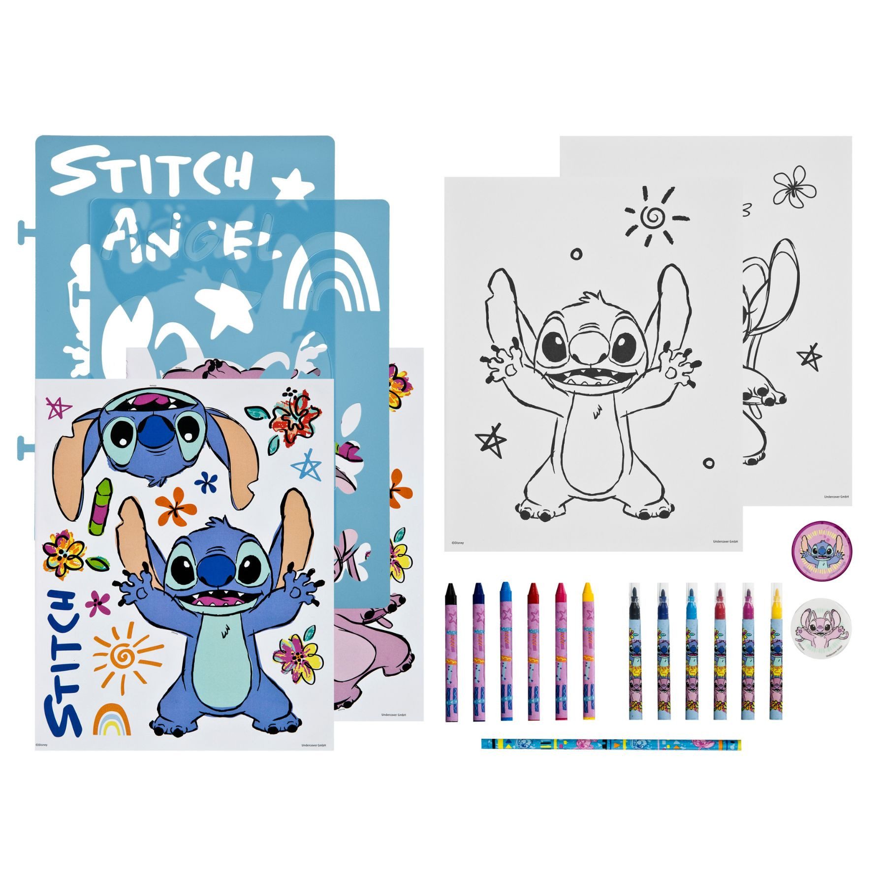 Disney Malbuch Stitch Malset Kinder mehrfarbig mit Stickern und Stiften Malbuch Set