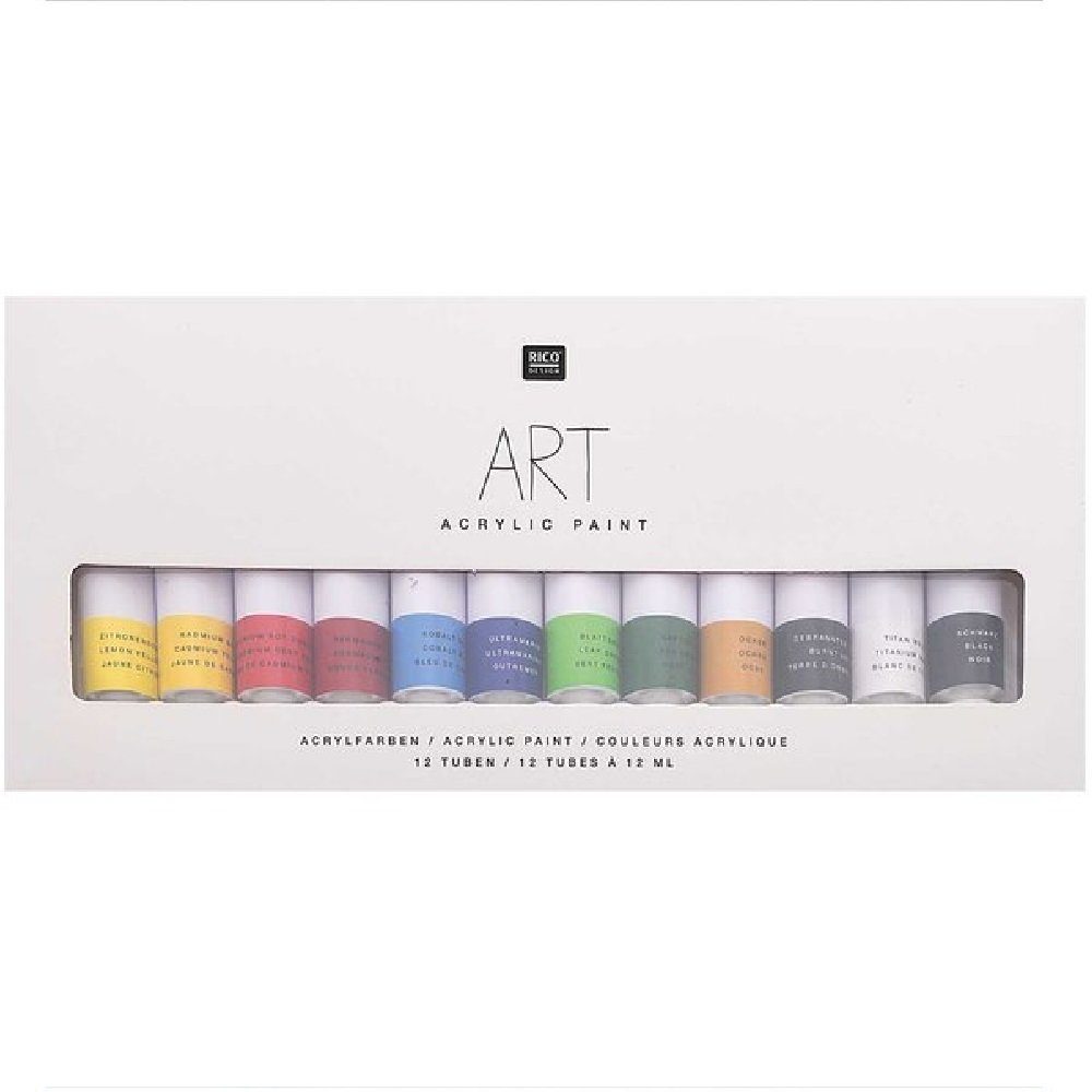 Acrylfarben-Set Basic 12ml) Tuben 12ml, (Acrylfarben-Set, ART Design a Paint Rico 12 Kreativset Tuben 12 12-tlg., a Acrylic