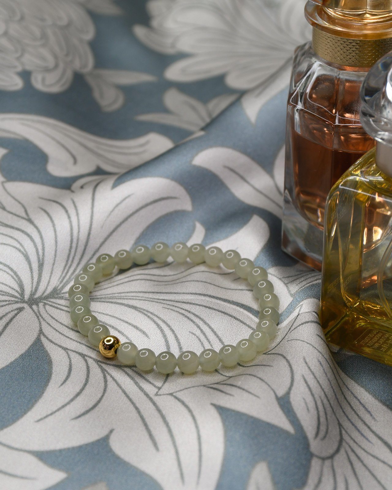 MayTree Armband Echte chinesische Jade, 16-18 (Stück, 1-tlg), mit 24K vergoldeter Perle aus 925Silber