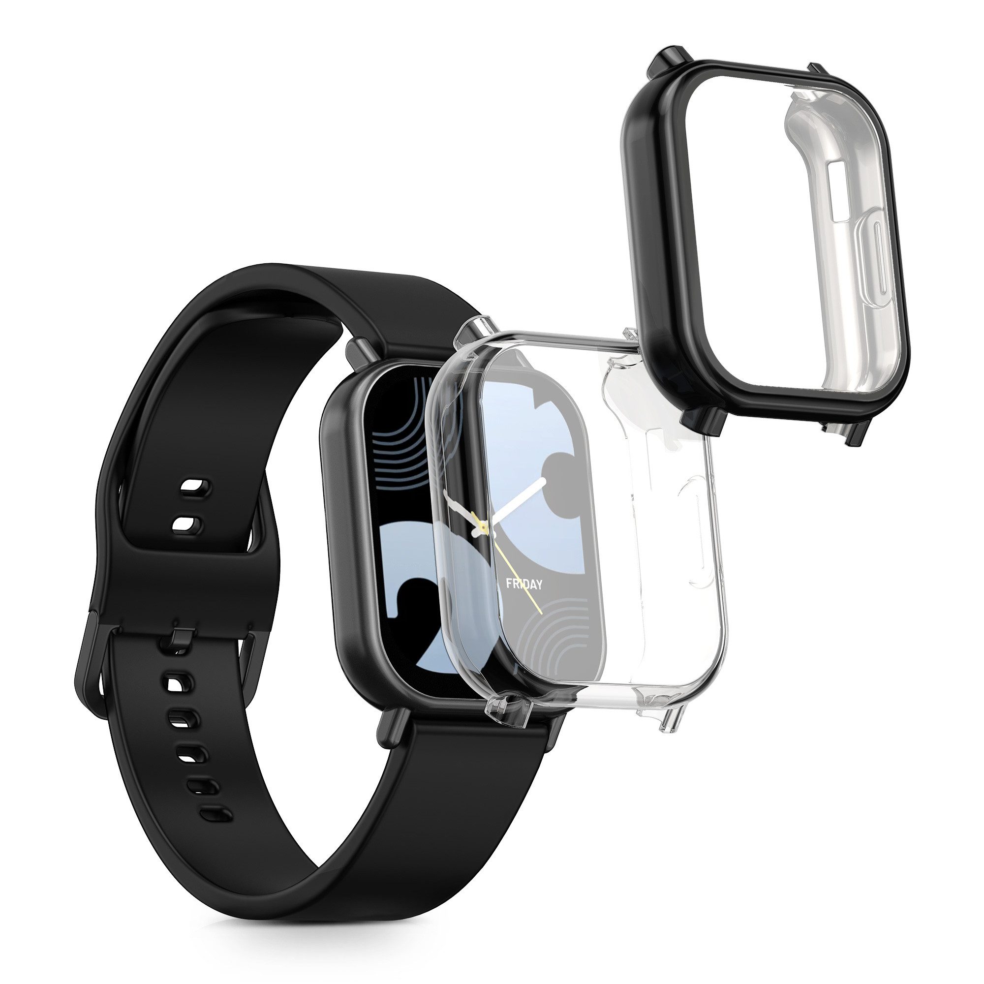 kwmobile Smartwatch-Hülle 2x Silikon Hülle für Xiaomi Redmi Watch 5 Lite, Schutzhülle Fullbody Display Cover Set aus Silikon
