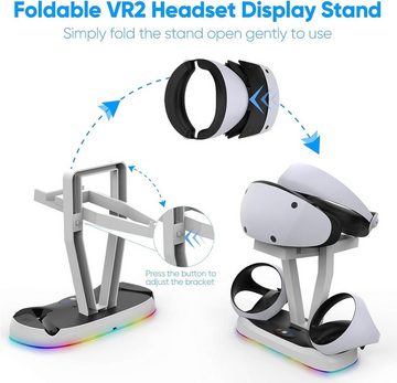 DTC GmbH PS VR2-Spielzubehör, Aufbewahrungsbasis,Sense-Controller Augmented-Reality-Brille (Ladestation für PS5 VR-Headset, LED-Ständer kompatibel mit PS VR2)