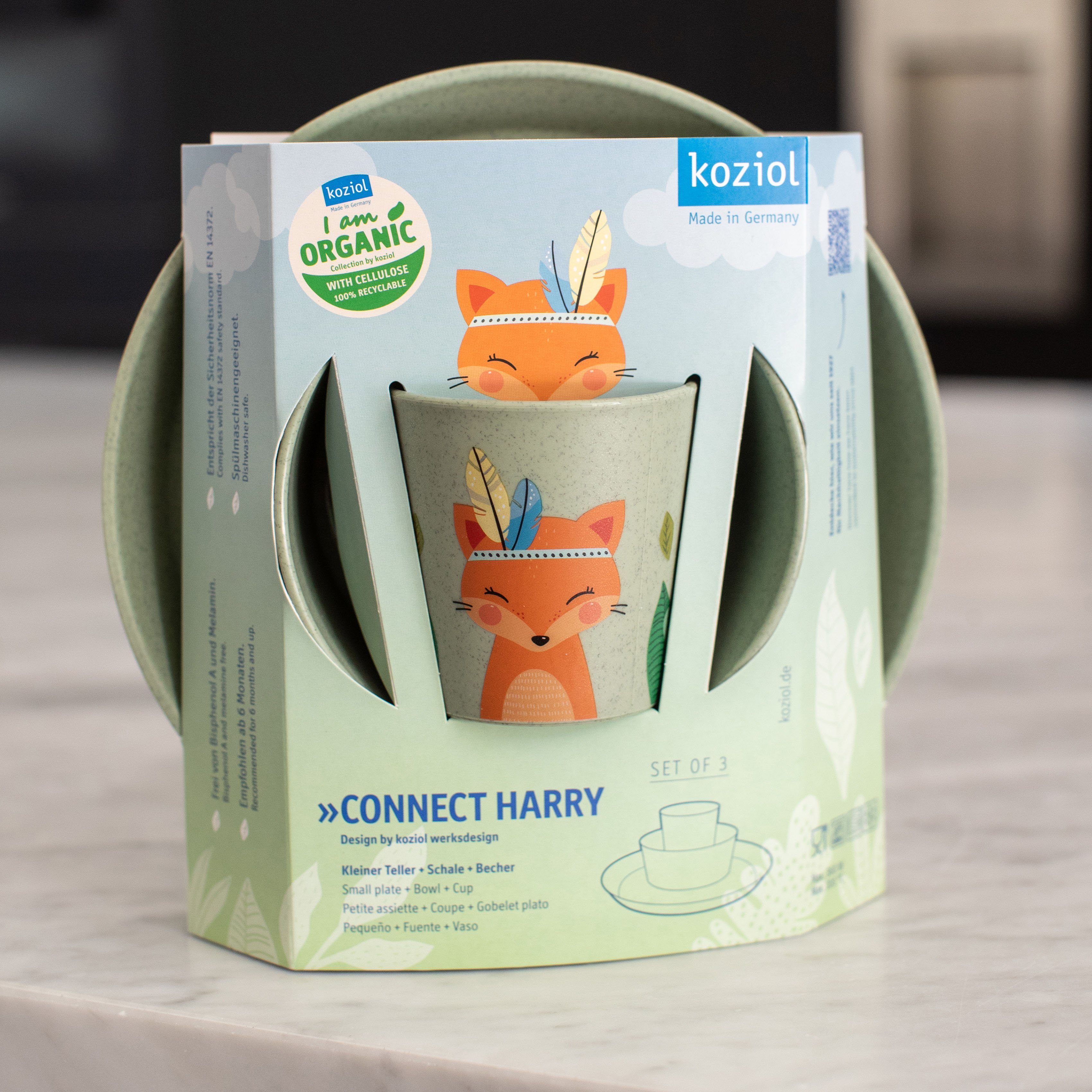 KOZIOL Kindergeschirr-Set 3er-Set Kleiner Teller + Schale + Becher CONNECT HARRY (3-tlg), 1 Personen, Kunststoff, Made in Germany, 3 Teile, für 1 Person – Bild 5 von 5