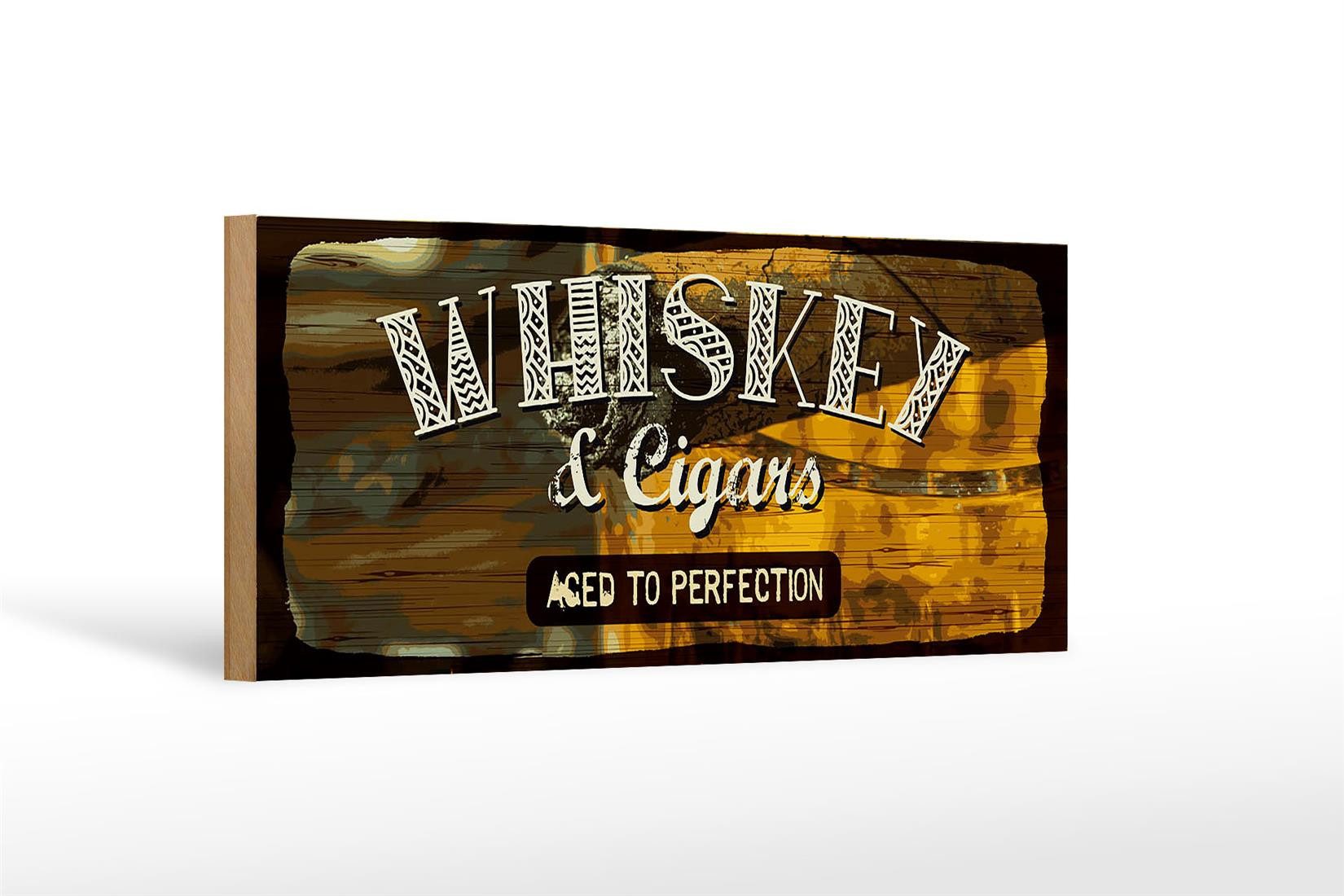 Holzbild Spruch Whiskey & Cigars aced to perfection 27x10cm