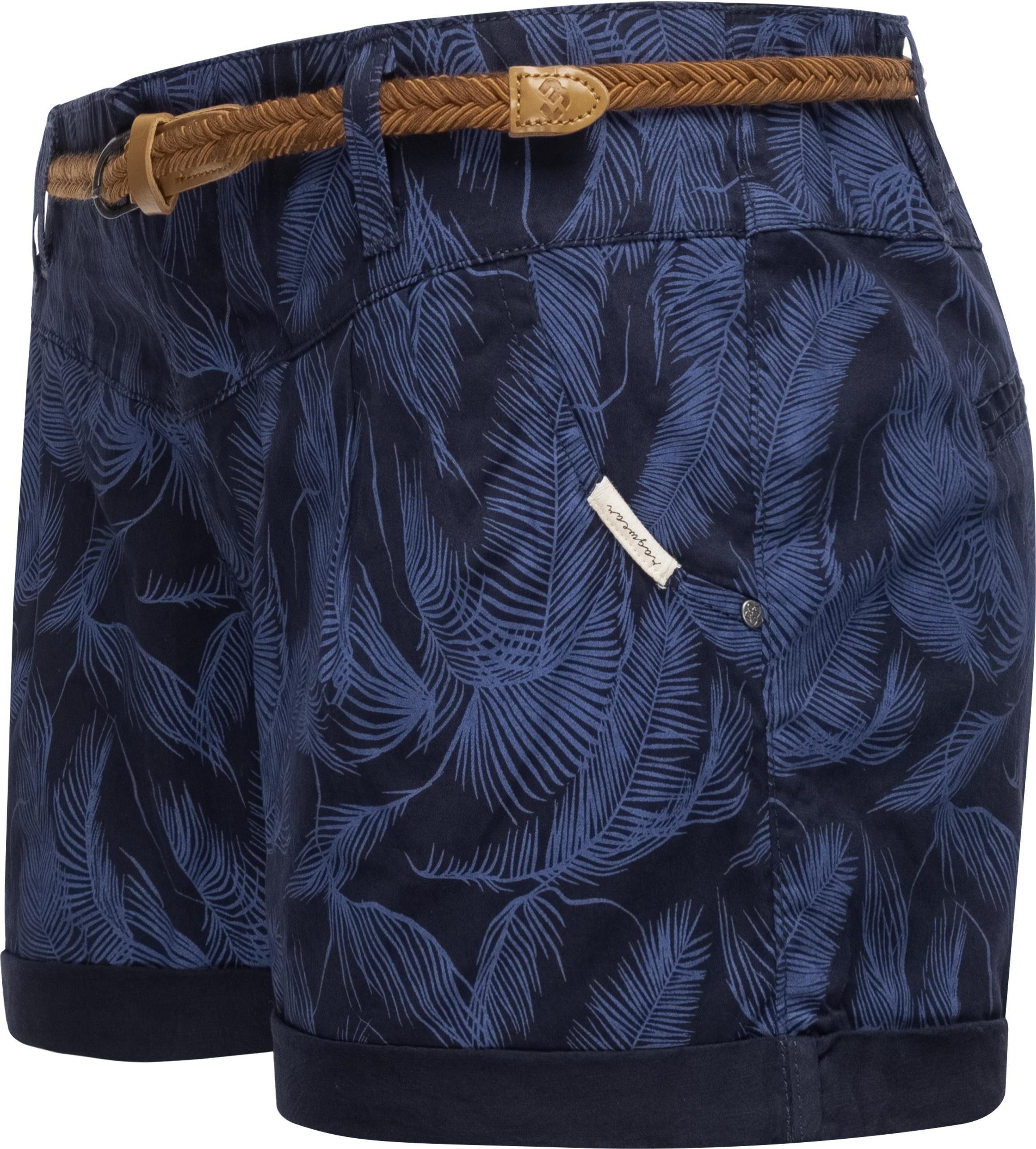hochwertigem Hotpants leichte Flechtgürtel Shorts (2-tlg) Organic Ragwear navy mit Heeven