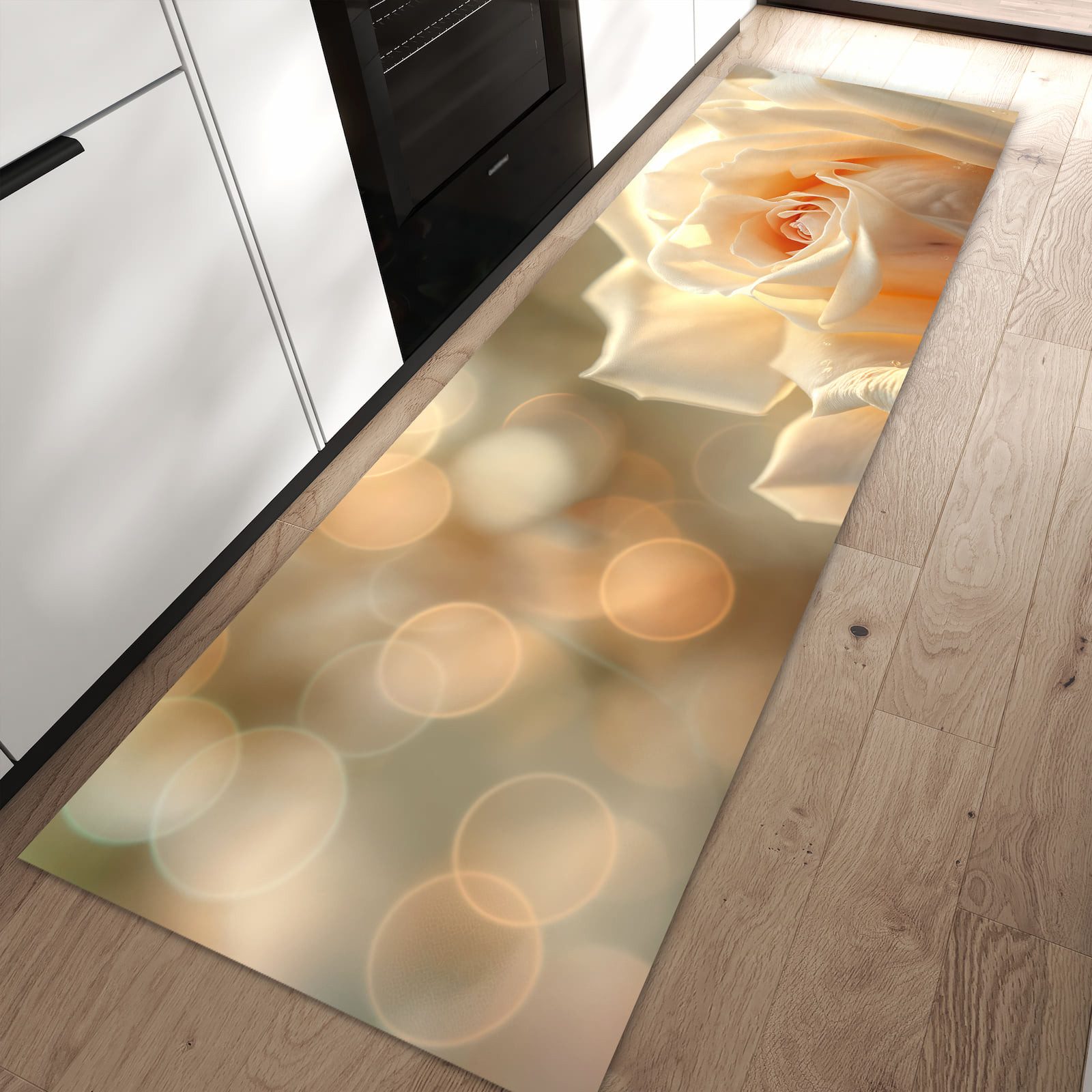 Primedeco Teppich Küchenteppich Elegante Rose PVC rutschfest abwaschbar Läufer, Rechteckig, Höhe: 3 mm, Pflegeleicht & Wasserabweisend