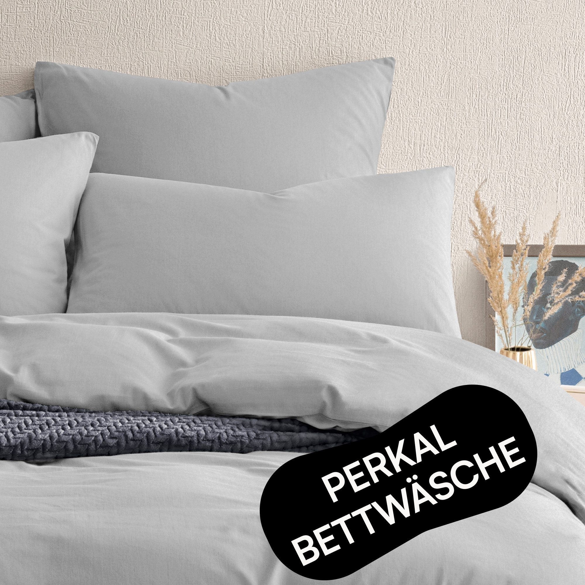Seralino Постільна білизна Set 135x200 inkl. 80x80 Kissenbezug (100% Baumwolle) Perkal, Bio Perkal, besonders weich & atmungsaktiv, BCI zertifiziert, mit Reißverschluss