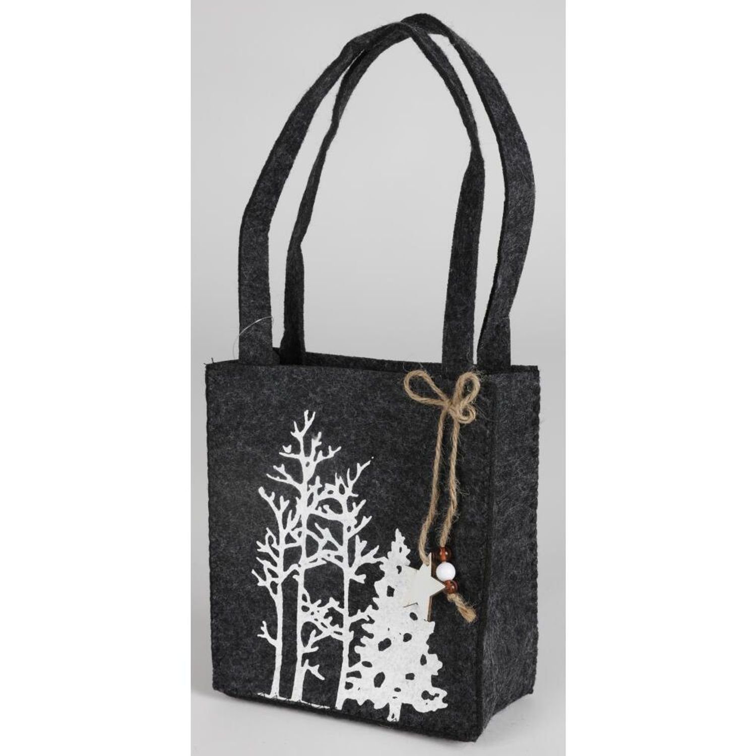 Waldmotiv Geschenke Weihnachtliche Dekofigur Stück 12 Filz-Taschen ver BURI weiß grau