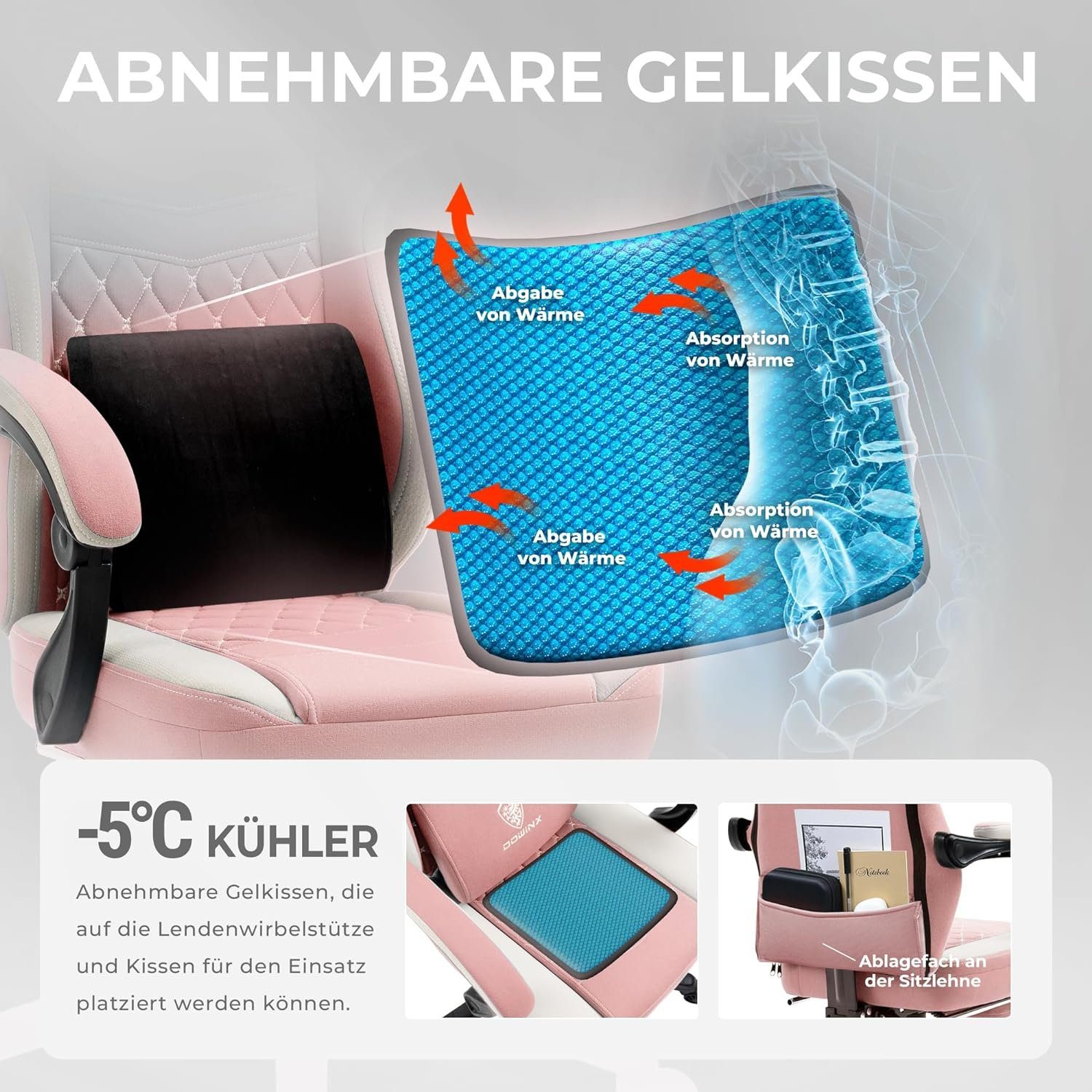 Ergonomischer Gaming-Stuhl Mit Taschenfederkissen Sessel (Ergonomischer mit Stuhl Fußstütze Burostuhl,Schreibtischstuhl Sitz), Verstellbarer Dowinx Gaming