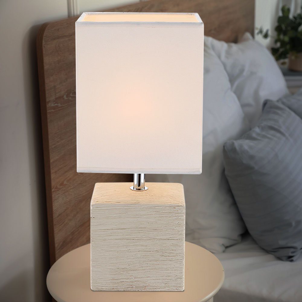 GLOBO LIGHTING LED Tischleuchte, Leuchtmittel inklusive, Warmweiß, Farbwechsel, Tisch Lampe Fernbedienung Wohn Zimmer Textil Lese Lampe dimmbar im Set