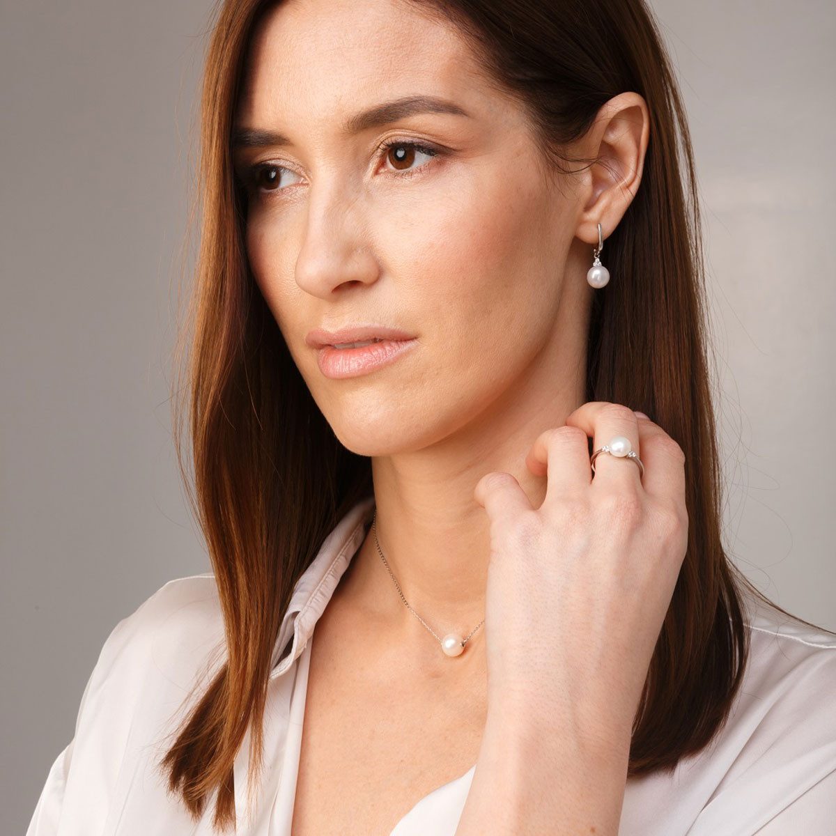 Gaura Pearls Kette mit Anhänger Silberkette mit Perlenanhänger weiß 8-9 mm, günstig online kaufen