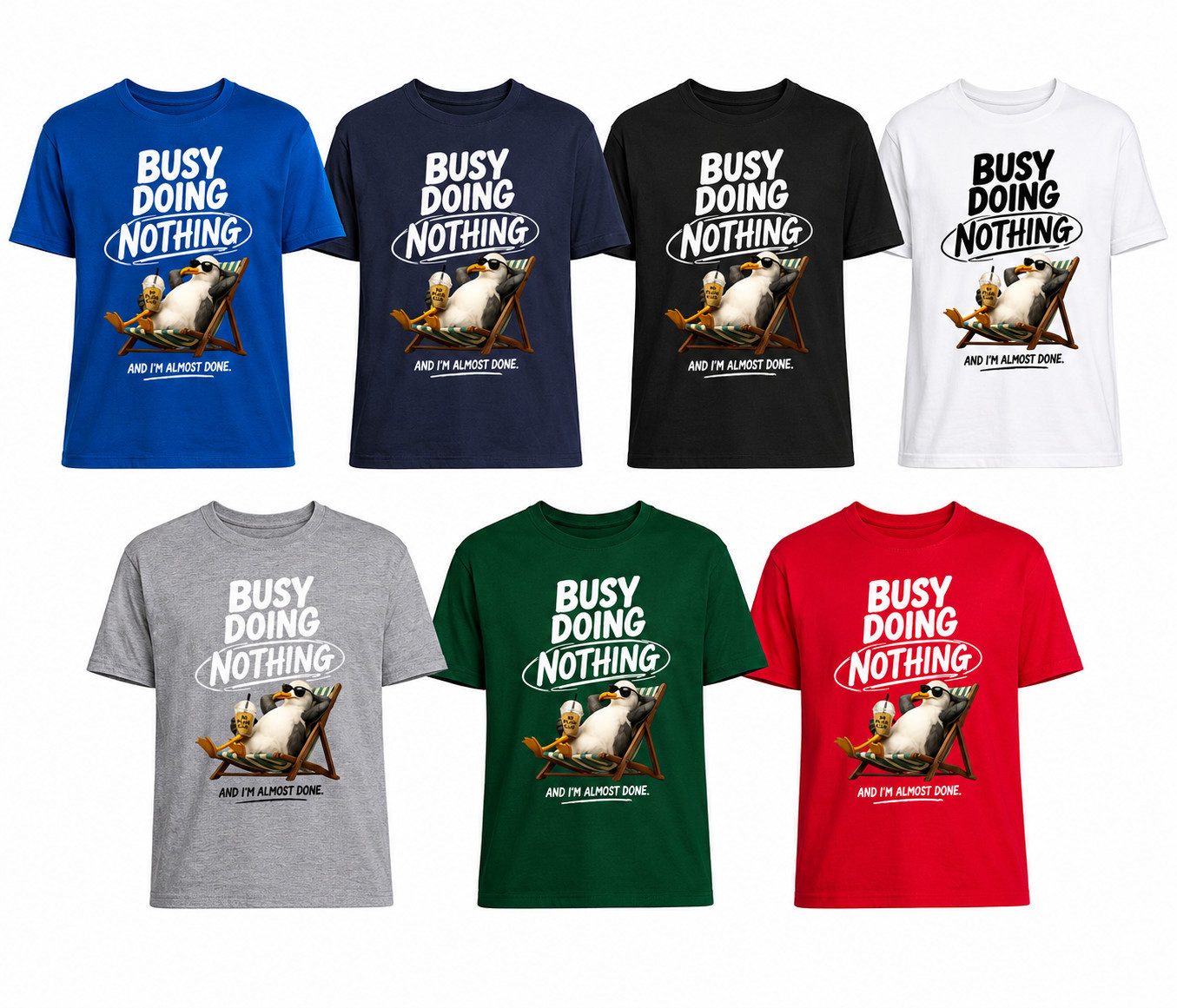 T-Shirt BusyDoingNothing Herren T-Shirt Pinguin Print Patch Freizeit