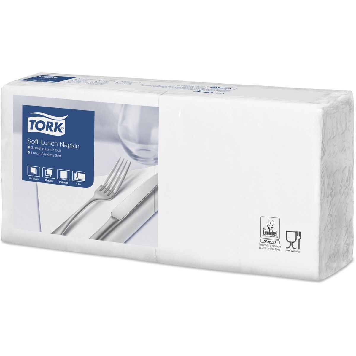 TORK Geschirr-Set Lunchservietten Advanced 33x33cm 1/4 Falz 3-lagig weiß VE=150 Stück