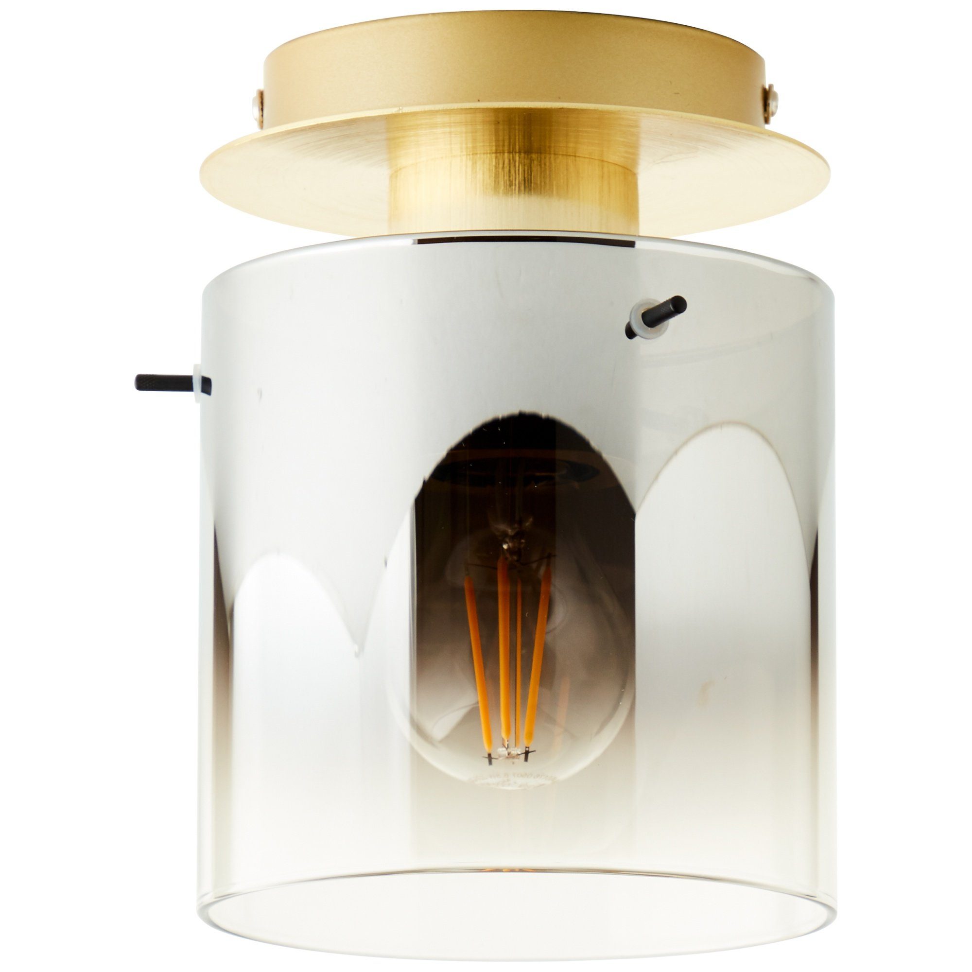 Leuchtmittel, E27, Deckenleuchte, 21 cm, ohne x goldfarben/rauchglas Glas/Metall, 15 Deckenlampe, Lightbox