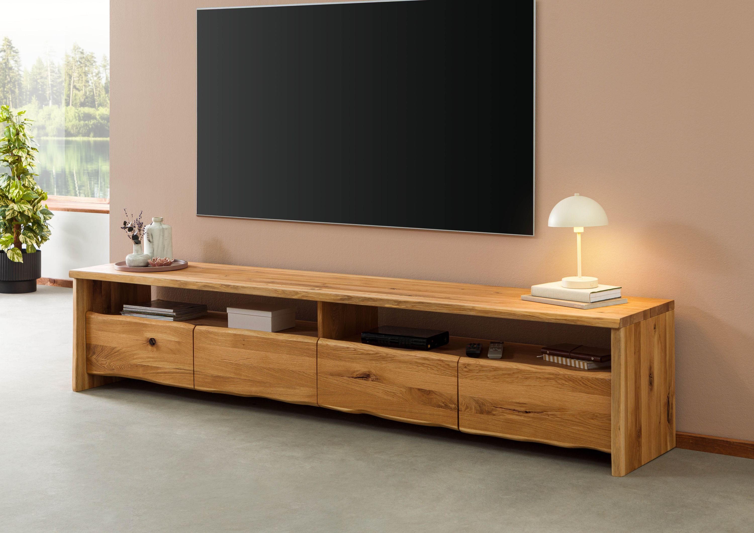 Massivmoebel24 TV-Board PURE OAK (Massivholz), Wildeiche 240x45x50 natur geölt PURE OAK #119