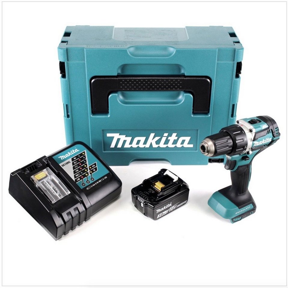 Thumbnail - Makita Säulenbohrmaschine DDF 484 RF1J Akku Bohrschrauber brushless 18V 54Nm + 1x Akku 3,0Ah +