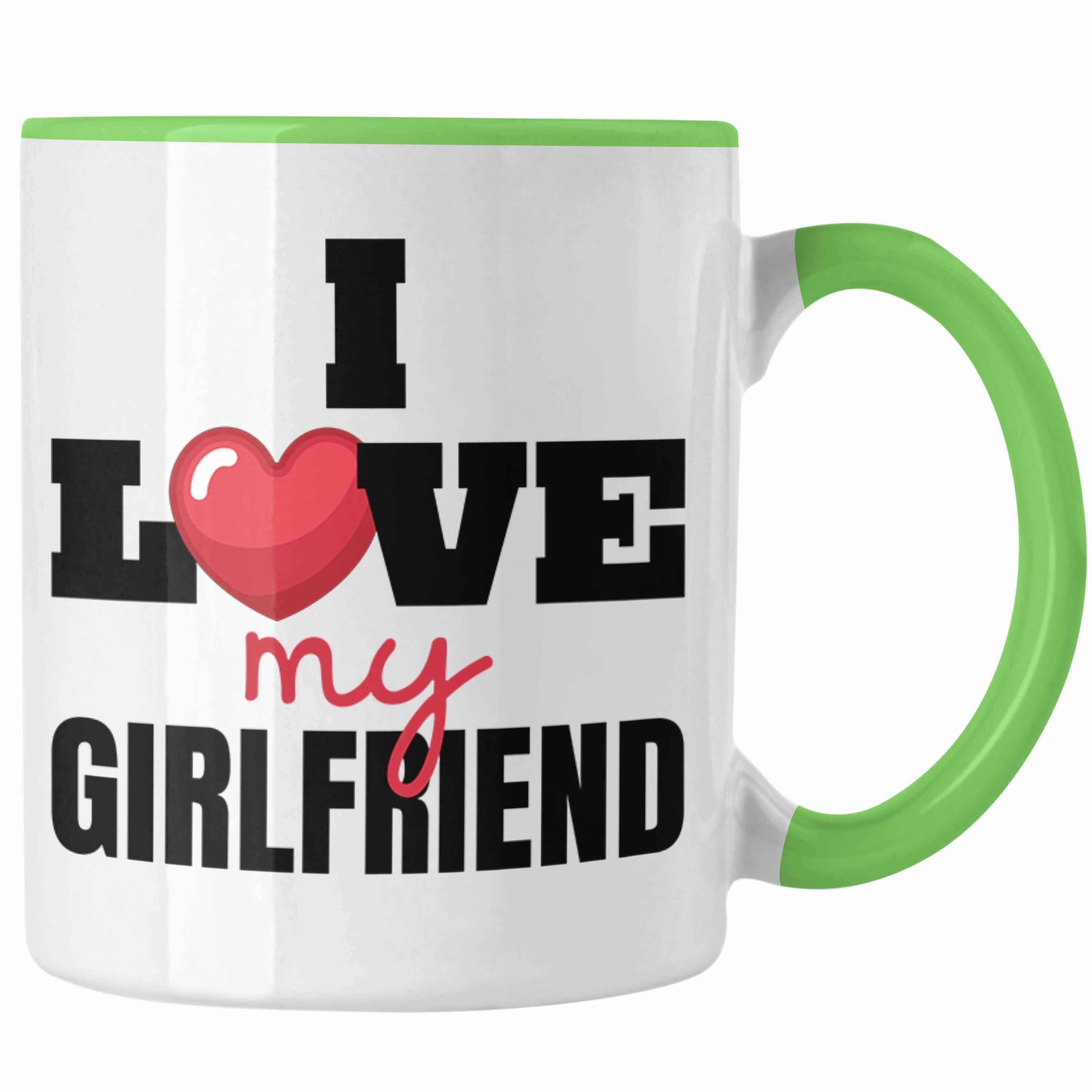 Trendation Tasse I Love My Girlfriend Tasse Geschenk für Freund Beziehung Liebe Geschen Grün