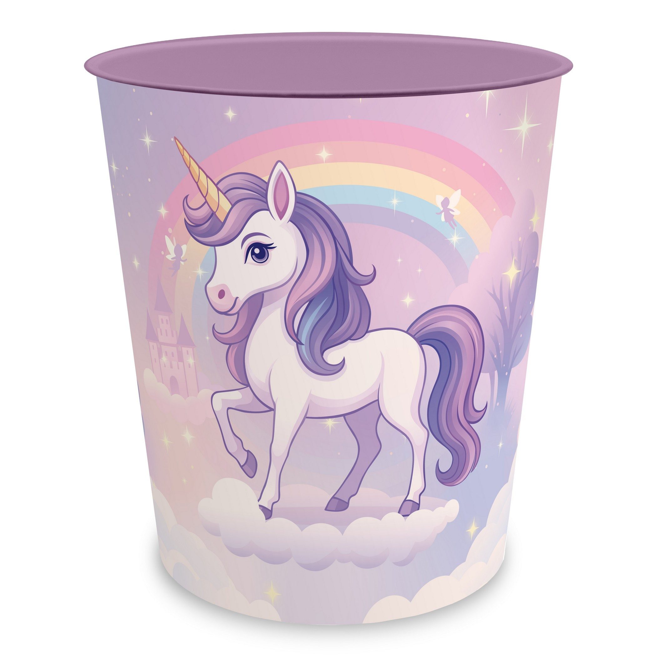 itenga Papierkorb ITENGA Papierkorb für Kinder - Motiv EINHORN ZAUBERWOLKE - ca. 11 Lite