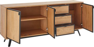 loft24 Sideboard Malti, Anrichte aus Kiefer, Rahmenoptik aus Metall, Breite 180 cm