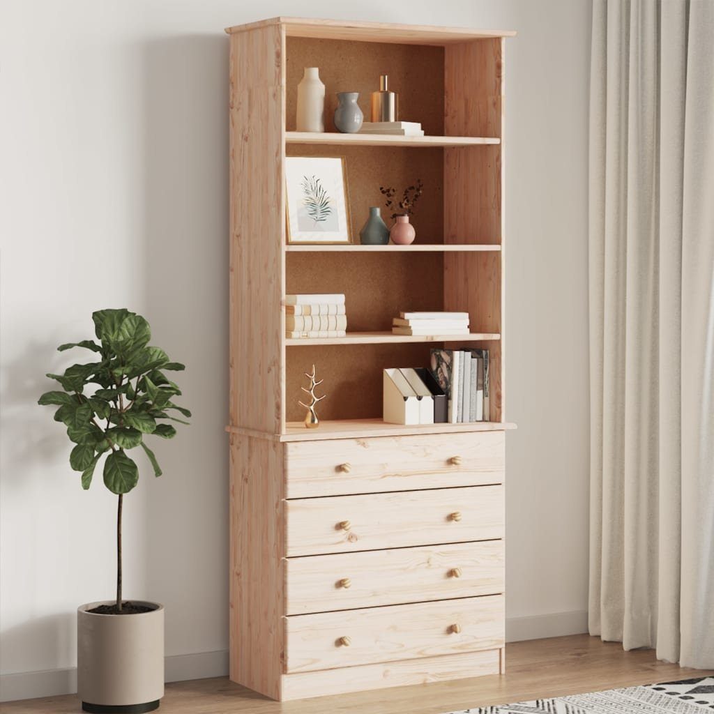 vidaXL Bücherregal Bücherregal mit Schubladen ALTA 77x35x186,5cm Massivholz Kiefer, 1-tlg.
