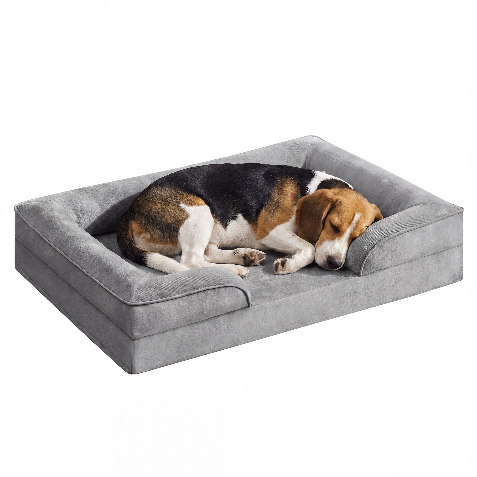 FEANDREA Tierbett Bezug abnehmbar, waschbar, rutschfest, Innenfutter wasserabweisend, 89 x 63 x 16 cm, Bezug abnehmbar, rutschfest, Hundekissen L
