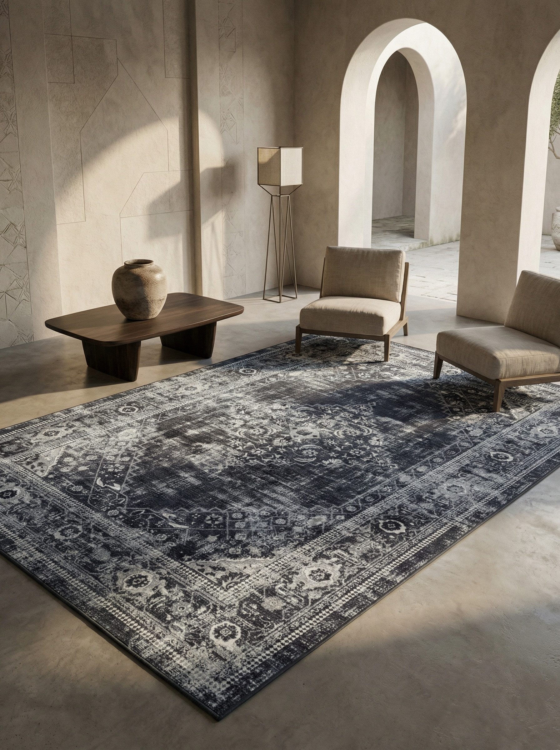 KADIMA DESIGN Teppich PIZOL Waschbar Küche Küchenläufer Teppichläufer Flur Orientalisch, Läufer, Höhe: 5 mm, Schwarz, 80x250 cm, Orient Bettvorleger Webteppich Waschbar