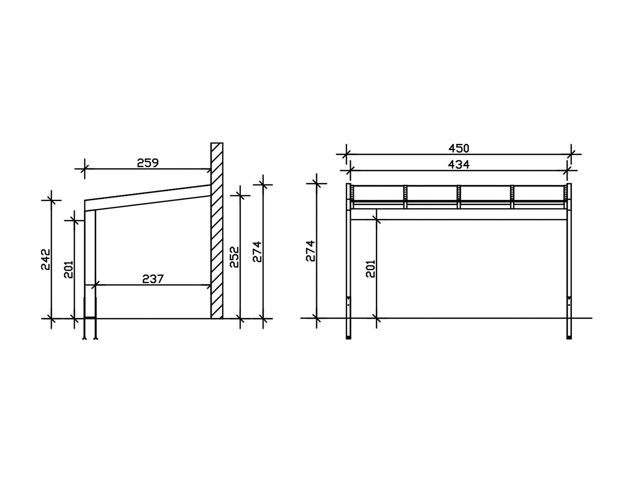 Skanholz Terrassendach Novara, BxT: 450x259 cm, Bedachung Doppelstegplatten, BxT: 450x259 cm