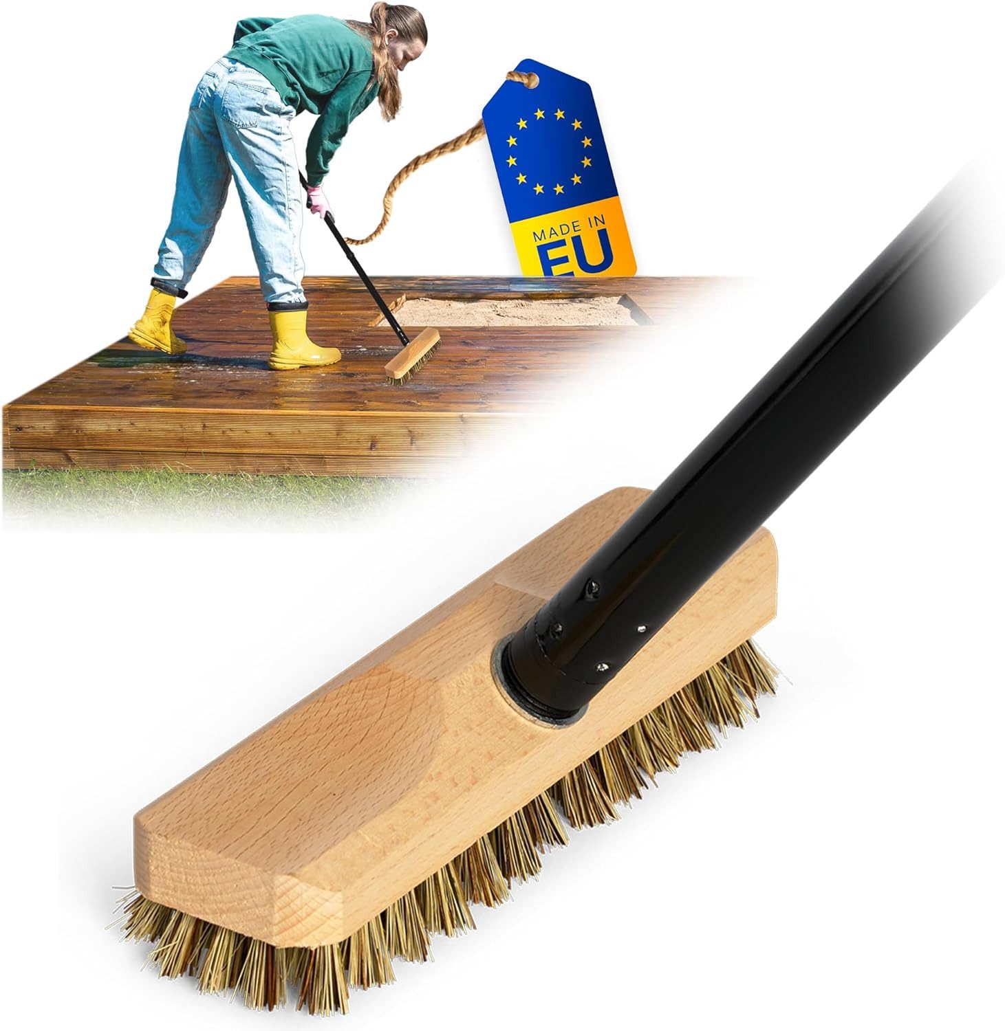 Novaliv Reinigungsbürste 20229-30654-1x, (1-tlg), Schrubber aus Holz mit Borsten Wischer mit Gewinde und Schraub- Stecks